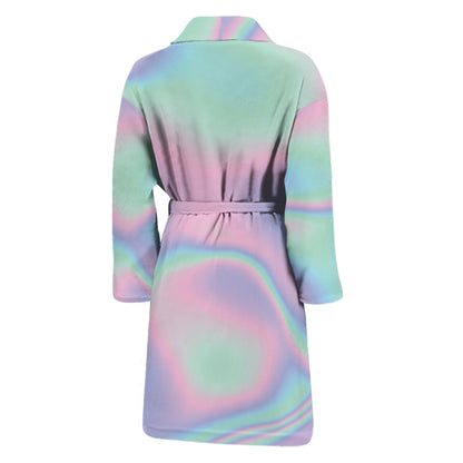 Holographic Waves Print Men's Bathrobe