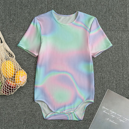 Holographic Waves Print Men's Bodysuit