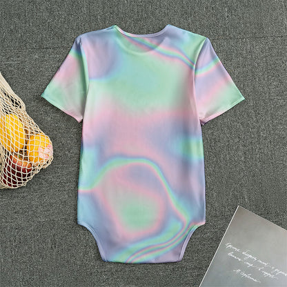 Holographic Waves Print Men's Bodysuit