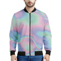Holographic Waves Print Men's Bomber Jacket