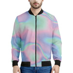 Holographic Waves Print Men's Bomber Jacket