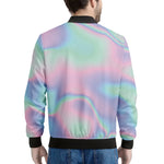 Holographic Waves Print Men's Bomber Jacket