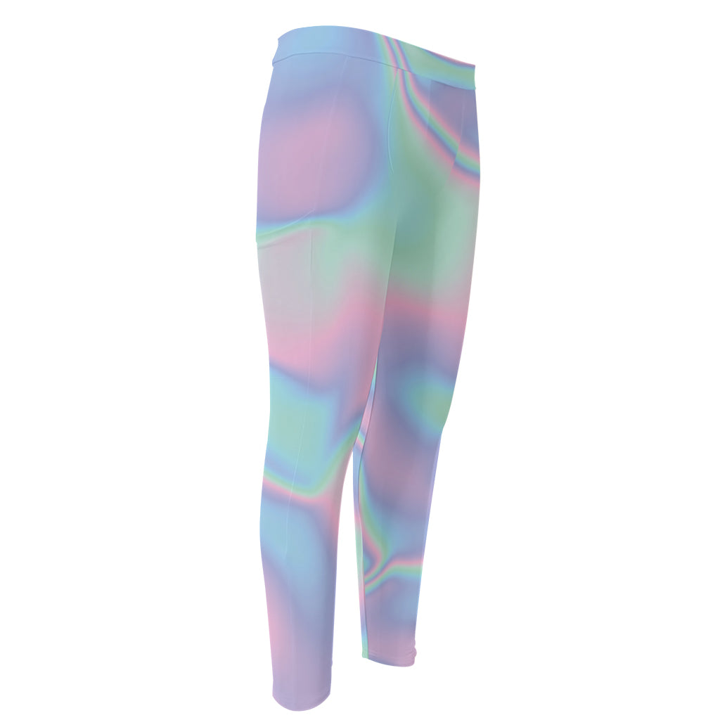 Holographic Waves Print Men's Compression Pants