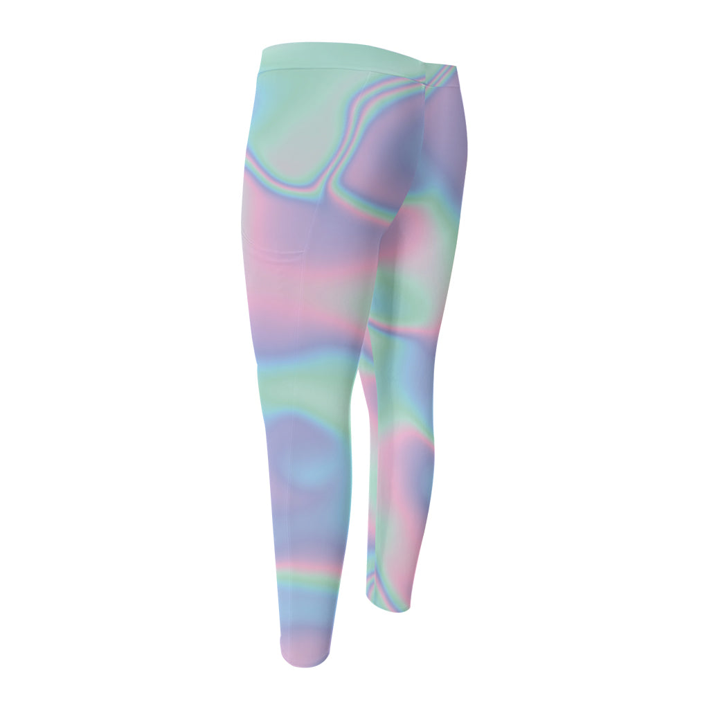 Holographic Waves Print Men's Compression Pants