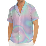 Holographic Waves Print Men's Deep V-Neck Shirt