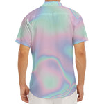 Holographic Waves Print Men's Deep V-Neck Shirt