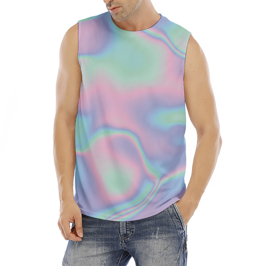 Holographic Waves Print Men's Fitness Tank Top