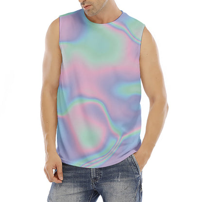 Holographic Waves Print Men's Fitness Tank Top