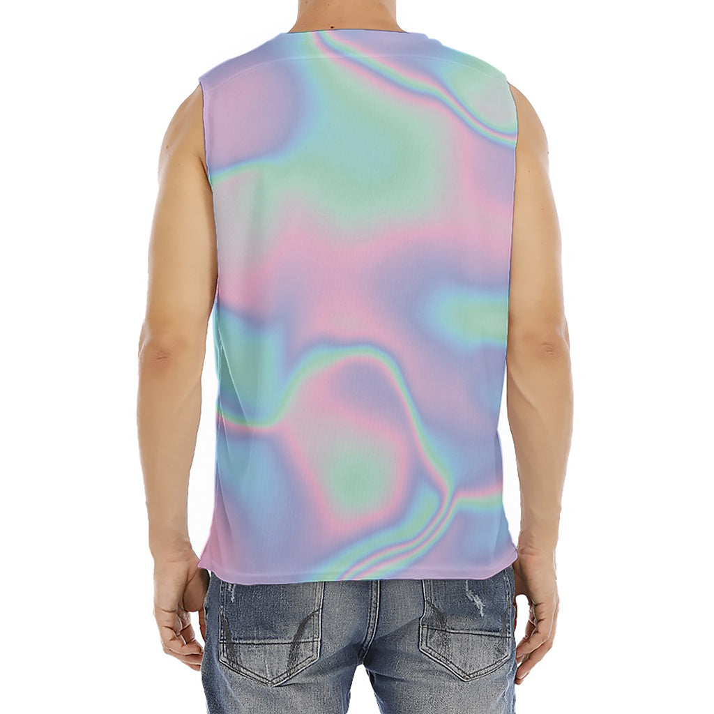 Holographic Waves Print Men's Fitness Tank Top