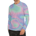 Holographic Waves Print Men's Long Sleeve Rash Guard
