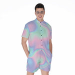 Holographic Waves Print Men's Rompers