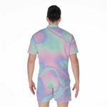 Holographic Waves Print Men's Rompers