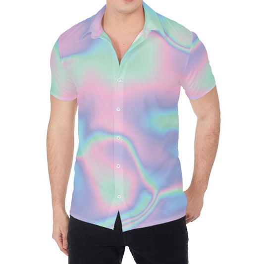 Holographic Waves Print Men's Shirt