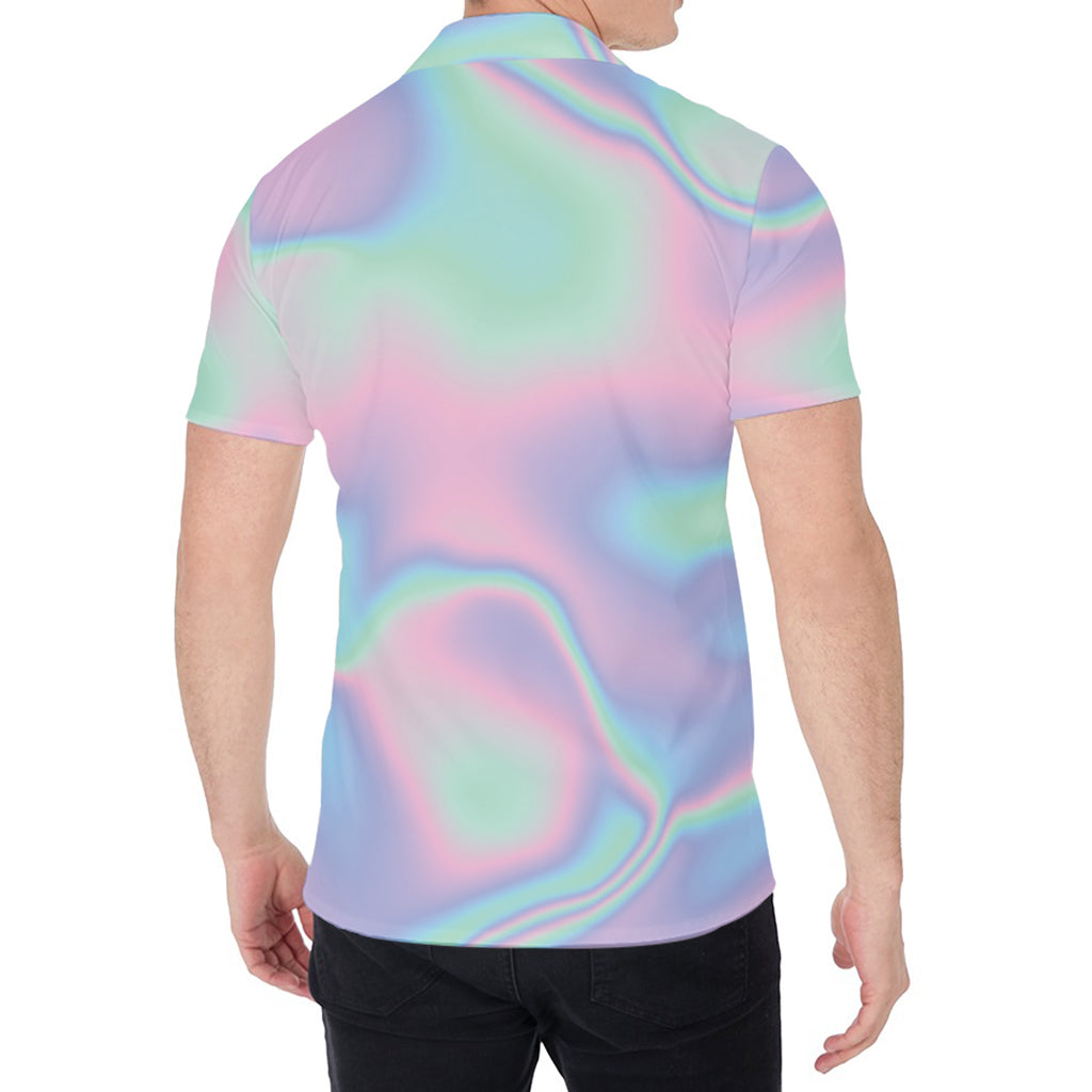 Holographic Waves Print Men's Shirt