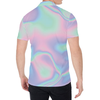 Holographic Waves Print Men's Shirt