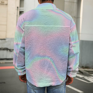 Holographic Waves Print Men's Shirt Jacket