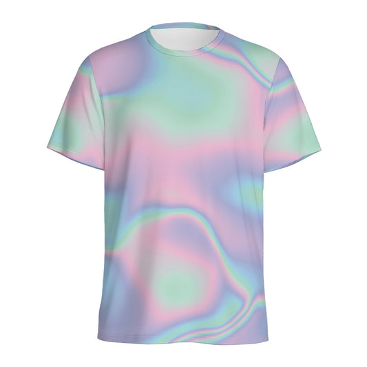 Holographic Waves Print Men's Sports T-Shirt