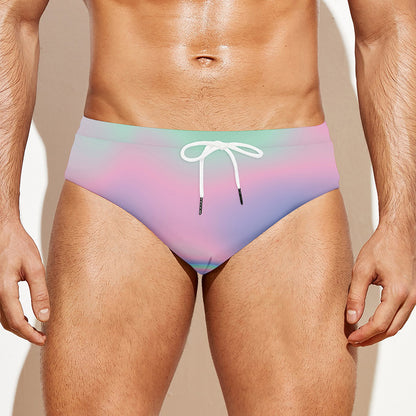 Holographic Waves Print Men's Swim Briefs