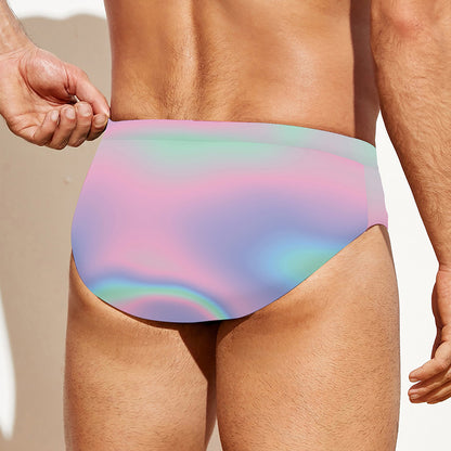 Holographic Waves Print Men's Swim Briefs