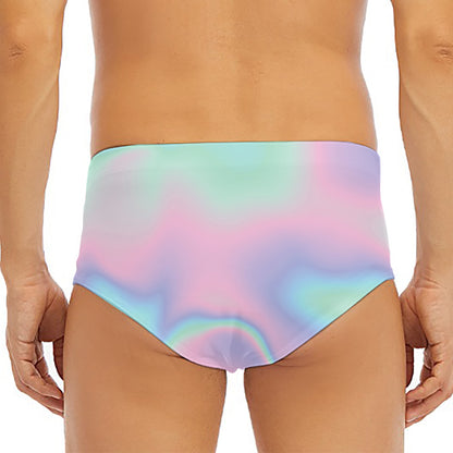 Holographic Waves Print Men's Triangle Swim Briefs