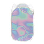 Holographic Waves Print Mesh Laundry Hamper