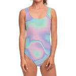 Holographic Waves Print One Piece Swimsuit