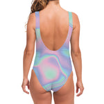 Holographic Waves Print One Piece Swimsuit