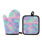 Holographic Waves Print Oven Mitt And Pot Holder Set