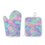Holographic Waves Print Oven Mitt And Pot Holder Set