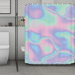 Holographic Waves Print Polyester Shower Curtain