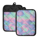 Holographic Waves Print Pot Holders With Pocket