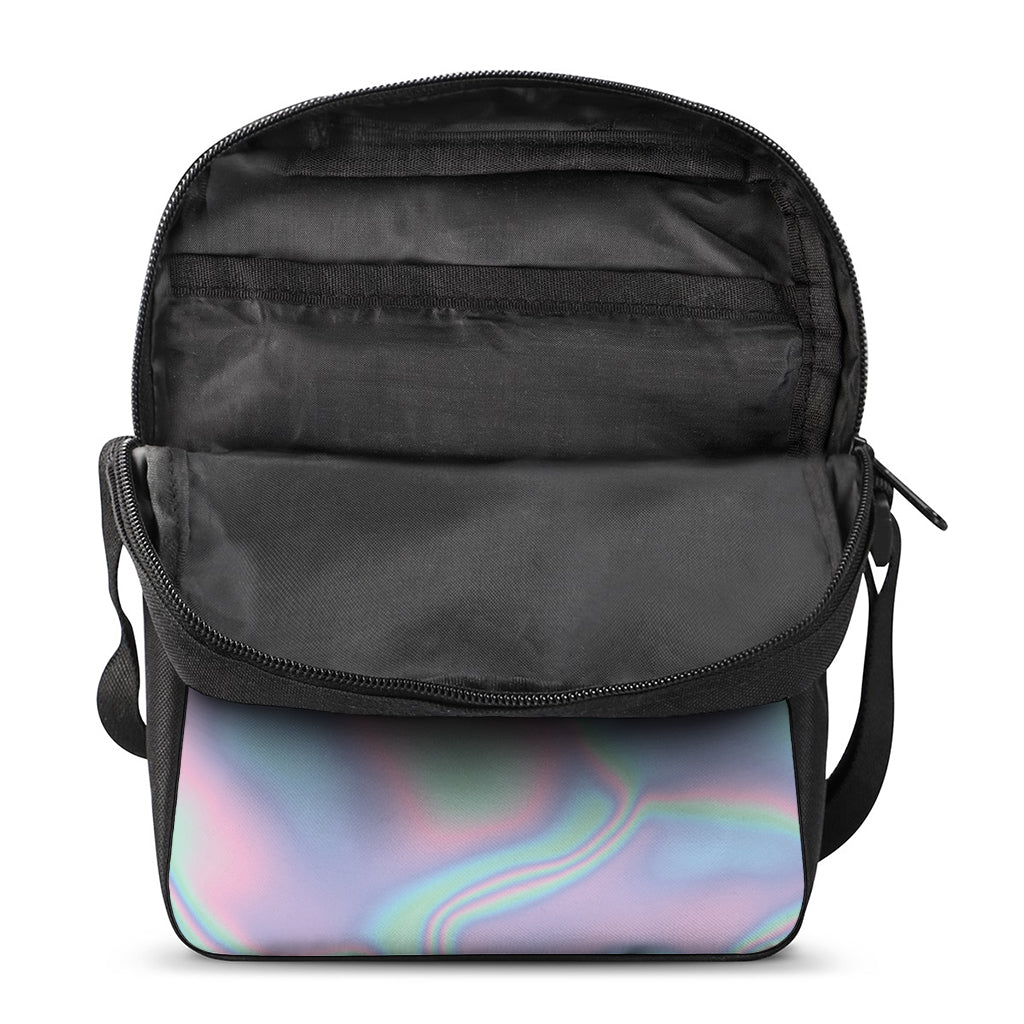 Holographic Waves Print Rectangular Crossbody Bag