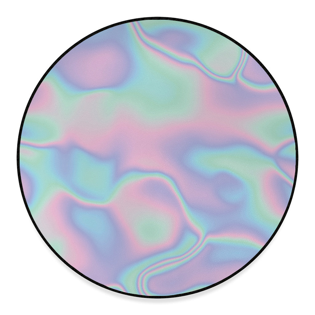 Holographic Waves Print Round Floor Mat
