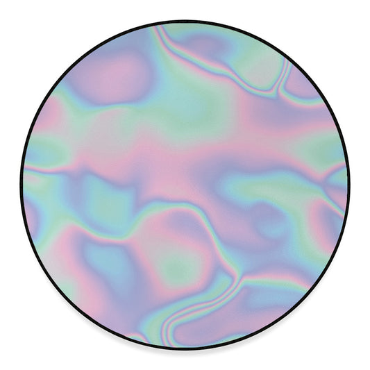 Holographic Waves Print Round Floor Mat