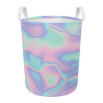 Holographic Waves Print Round Laundry Basket