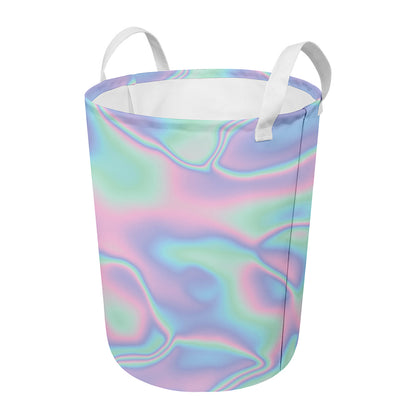 Holographic Waves Print Round Laundry Basket