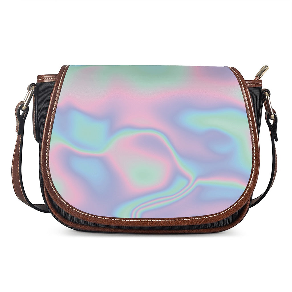 Holographic Waves Print Saddle Bag