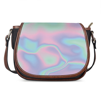Holographic Waves Print Saddle Bag