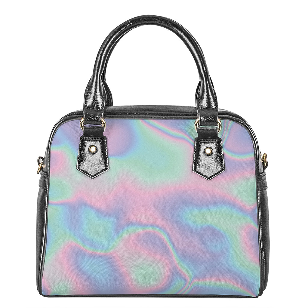 Holographic Waves Print Shoulder Handbag