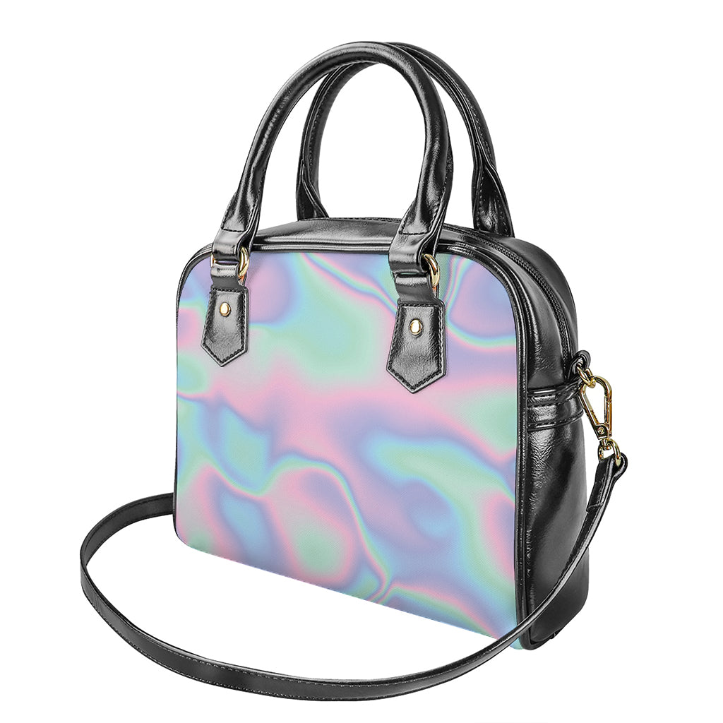 Holographic Waves Print Shoulder Handbag