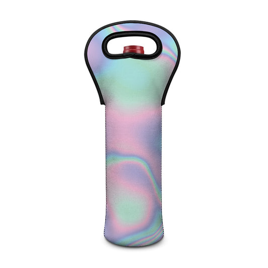 Holographic Waves Print Single Neoprene Wine Tote