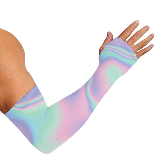 Holographic Waves Print Sun Protection Arm Sleeves
