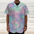Holographic Waves Print Textured Short Sleeve Shirt