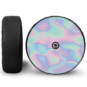 Holographic Waves Print Tire Cover With Camera Hole