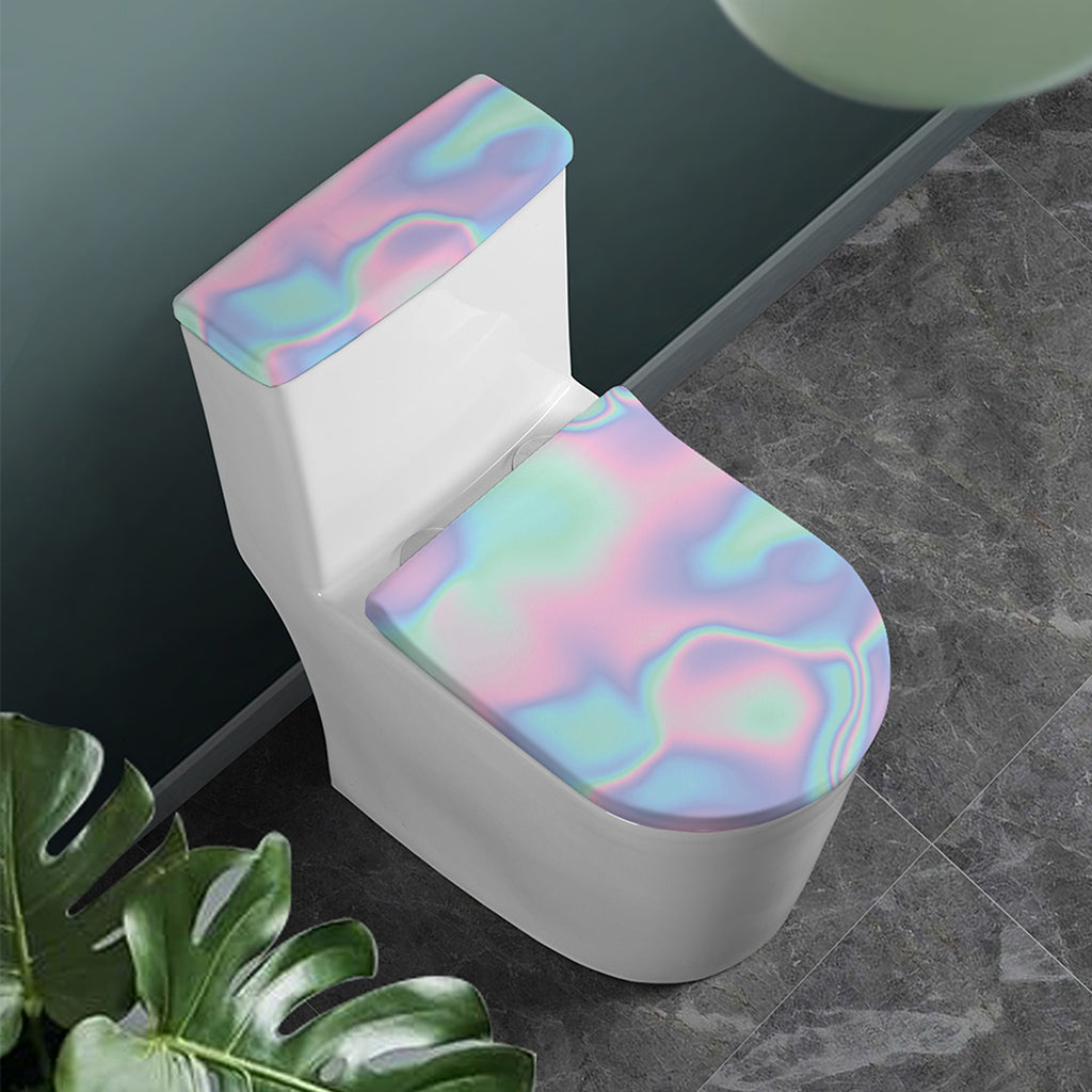 Holographic Waves Print Toilet Lid And Tank Cover Set