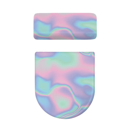 Holographic Waves Print Toilet Lid And Tank Cover Set