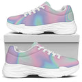 Holographic Waves Print White Chunky Shoes