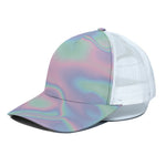 Holographic Waves Print White Mesh Trucker Cap