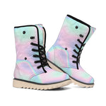 Holographic Waves Print Winter Boots