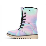 Holographic Waves Print Winter Boots